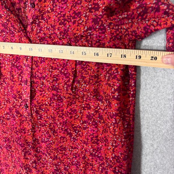 LOFT Top Small Floral Utility Sheer Popover Blouse Maximalist Loud Career Church - Picture 9 of 13